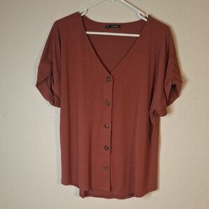 Storybuk Women's Terracotta Button-Down Shirt size XL